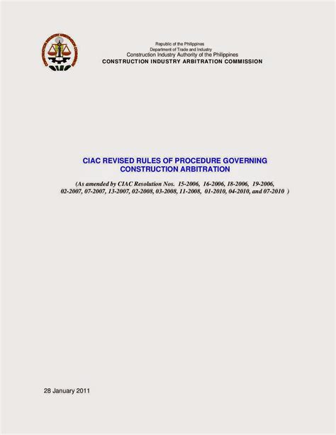 construction industry arbitration commission|CIAC REVISED RULES OF PROCEDURE GOVERNING .